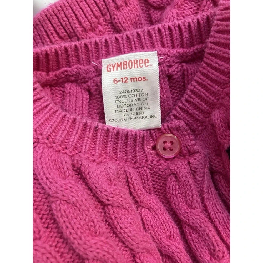 Vintage Gymboree 2008 Cable Knit Cardigan‎ Sweater 6-12 Months Y2K Ladybug